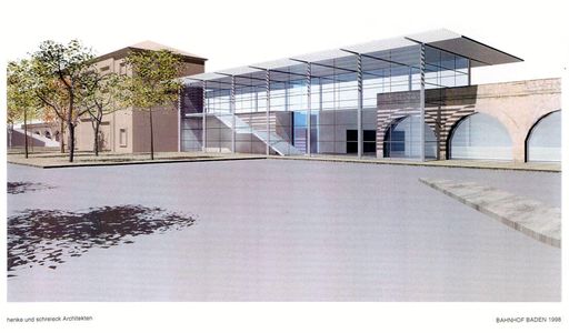 ZU OTS 082 - Die Skizze zeigt den Entwurf des Architekturbüros
Henke-Schreieck für den neuen Bahnhof Baden. OTS-Foto:
Henke-Schreieck