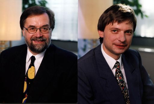 ZU OTS 027 - Die Geschäftsführer des "Austrian Research Center
Seibersdorf", Günter Koch (l.) und Wolfgang Pell. OTS-Foto: ARCS