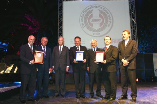 Vorschau Bild von Bild zu OTS - Im Bild v.l.n.r.: Die Preisträger des Großen
Österreichischen Automobil-Preises James Rosenstein (Vice President
External Affairs, Toyota Motors Europe, Brüssel), KR Friedrich Frey
(Geschäftsführer Toyota Frey Austria), Dr. Herbert Schachter
(Präsident des ARBÖ), KR Peter Leißing (Geschäftsleiter Mercedes-Benz
Österreich), Dr. Sepp Rieder (LH-Stv. und Vizebürgermeister von
Wien), Dan Morris (Vice President Sales, Mazda Motors Europe,
Brüssel) sowie Josef A. Schmid (Geschäftsführer Mazda Austria)