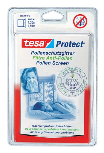 Das neue tesa Protect Pollenschutzgitter hält durch
eine spezielle, zum Patent angemeldete Textilstruktur (ohne chemische
Wirkstoffe!) die meisten Pollen draußen und ermöglicht so das Lüften
in der Nacht.