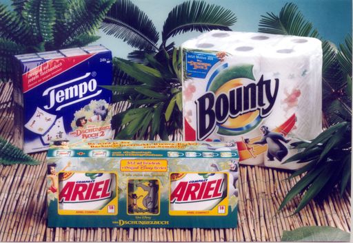 Zum Filmstart von Disney "Das Dschungelbuch 2" gibt es
Sondereditionen der Produkte von Ariel, Tempo und Bounty. Die
Hauptfiguren aus dem Film finden sich auf limitierten Produktzugaben
und -designs wieder. Die Sondereditionen sind noch bis Juni
erhältlich.