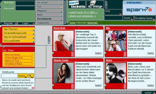 NoSpooN communications bietet individuell anpassbare
Anwendung. Im Bild: Einstieg zu Veranstaltungen auf spark7.com