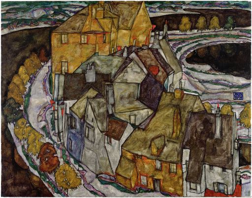 Das Wiener Leopold Museum zeigt vom 17. September
2004 bis 31. Januar 2005 rund 80 Landschafts- und Städtebilder des
österreichischen Expressionisten Egon Schiele. im Bild: Egon
Schiele: der Häuserbogen ("Inselstadt") 1915