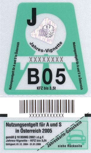 Vorschau Bild von Nach der "rubinroten" Vignette im Jahr 2004 wird die
Vignette 2005 "mintgrün" sein.