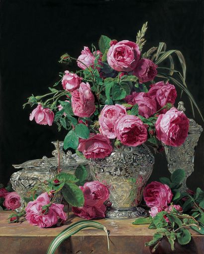 Ferdinand Georg Waldmüller (1793 - 1865)
Rosen, 1843
Öl auf Holz, 48 x 39 cm
Inv. Nr. GE 2145
Bezeichnet a. d. Rückseite: Waldmüller 1843
Provenienz: 2004 durch Fürst Hans Adam II. von und zu Liechtenstein
angekauft