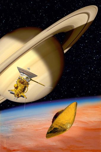 Titan ist nicht nur der größte der Saturnmode, er
soll auch der urzeitlichen Erde sehr ähnlich sein. (Im Bild:
Cassini Hygens)