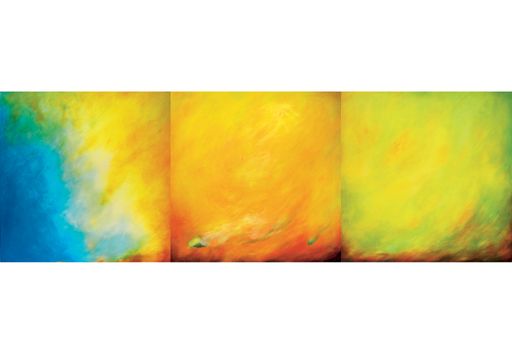 Beata Taschner präsentiert ihre neuen Panorama
Öl-Bilder auf der 9. Int. Kunstmesse ART INNBRUCK 2005. Ausschnitt:
'NGC 1045', Öl auf Leinwand, 14 Meter mal 2 Meter