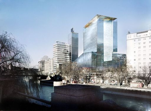 Siegerprojekt des UNIQA Architekturwettbewerbs für
die Praterstraße 1-7, 1020 Wien von Jean Nouvel -
Pflichtperspektive.