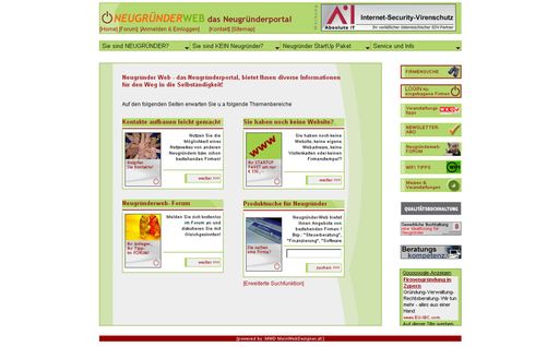 Auf dem kürzlich eröffneten Neugründerportal
www.neugruenderweb.at finden Neugründer und alle sonstigen
Interessierten ab sofort zahlreiche nützliche Informationen, die
den Start in die Selbständigkeit bedeutend erleichtern.