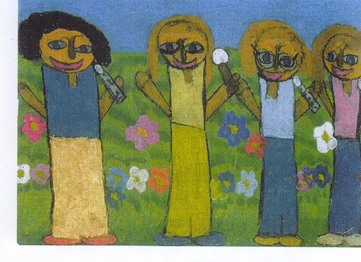  Kinderzeichnung entstanden im Rahmen des
Schulprojektes des Österreichischen Volksliedwerkes "Mit allen
Sinnen" gefördert vom bm:bwk.