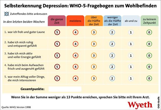 Jeder 10 Österreicher von Depressionen betroffen: Selbsterkennungstest
WHO-5-Fragebogen zum Wohlbefinden