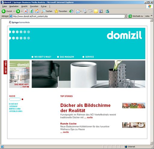 Der Webauftritt "domizil" widmet sich den schönen Seiten des Lebens.