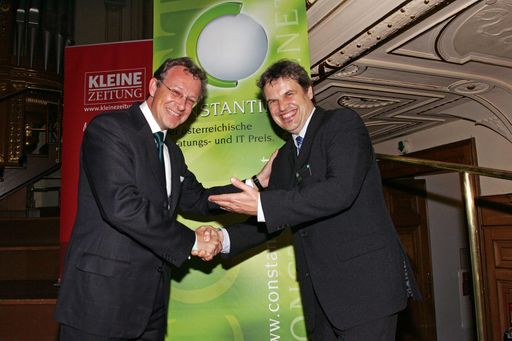  Bei der Constantinus-Gala im Grazer Congress am 19.06.2006. (v.l.n.r.:) Dr. Lambert Gneisz, u.a. Constantinus Jungunternehmersieger 2005; DI Johann Steszgal, Spartenobmann Information-Consulting WK Burgenland