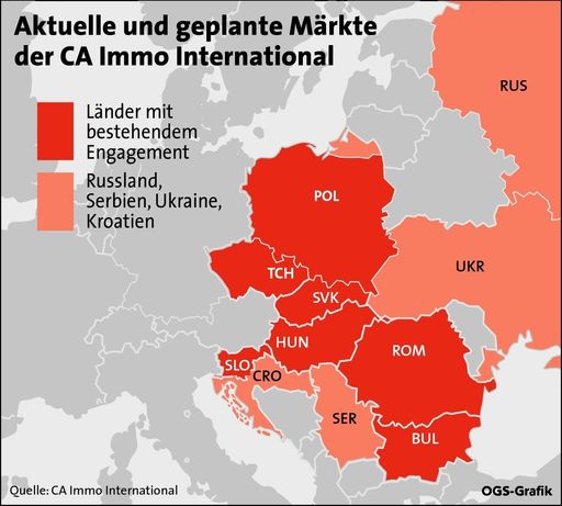 Aktuelle und geplante Märkte der CA Immo International