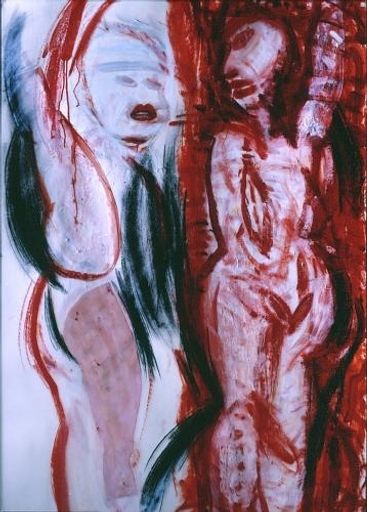 "Zwiegesang", Mischtechnik, Collage auf Papier/Holz montiert, 2003