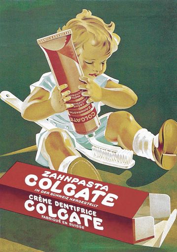 Vorschau Bild von Werbesujet für Colgate Zahncreme in den 30er Jahren.