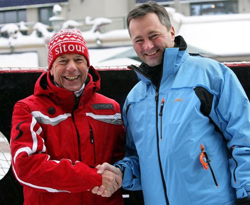  Prof. Peter Schröcksnadel, Präsident des ÖSV und Dr. Hannes Ametsreiter, Vorstand Marketing, Vertrieb und Customer Services, mobilkom austria.
