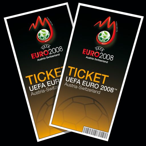 Begehrt, aber noch nicht zu kaufen: Zwei Tickets für ein Spiel bei der UEFA EURO 2008(TM), die im Juni 2008 in jeweils vier Städten in Österreich und der Schweiz stattfindet.