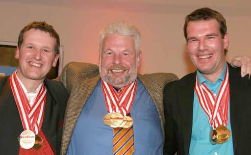 Destillata-Edelbrenner des Jahres 2007, v.l. Georg Hiebl (Silber), Edmund Marder (Gold), Florian Kranebitter (Bronze)