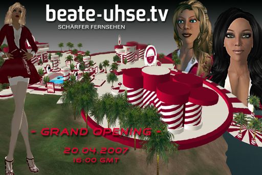 Die Insellandschaft von BEATE-UHSE.TV in Second Life mit BEATE-UHSE.TV Girls. Am 20. April, von 16.00 bis 18.00 Uhr findet die Eröffnungsparty in Second Life statt.