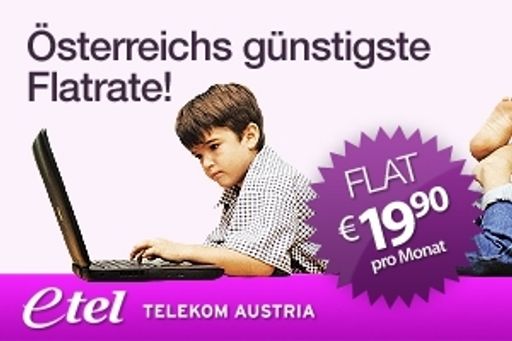 Mit ADSL basic flat toppt eTel erneut alle
Breitband-Spitzenpreise Österreichs und bringt Österreichs günstigste
Flatrate auf den Markt.