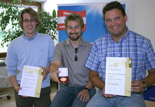 v.l.n.r Nikolaus Lasser und Gernot Breitfuß, GF CONECTO Business Communication GmbH, Wolfgang Breitfuß, GF TVB Saalbach Hinterglemm.