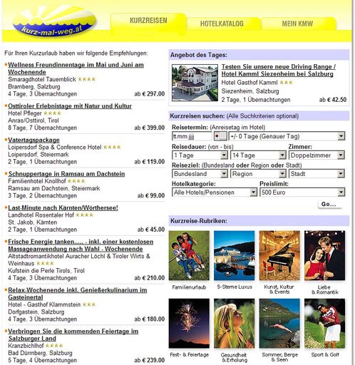 Zum dritten Geburtstag erhält das touristische Erfolgsportal www.kurz-mal-weg.at eine neue Buchungsmaske mit zahlreichen neuen Rubriken.