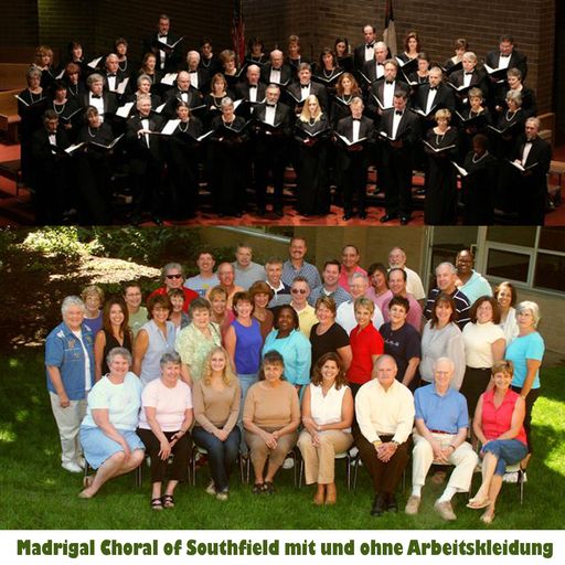  Wer alle möglichen Chormitglieder dem Bild in "Zivil" richtig zuordnet, ist im Anschluss an das Konzert zu einem gemeinsamen Picknick mit dem Madrigal Chorale of Southfield im Agrarium eingeladen!