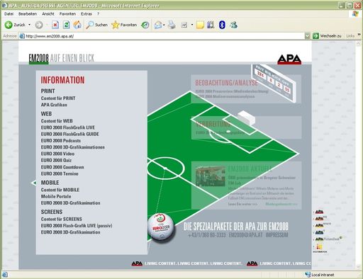 EURO 2008: Am Ball bleiben mit Content-Paketen der APA für Web, Screens, Print und Mobiles.