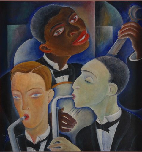 Leopold Museum zeigt umfassende Schau zur Kunst von 1918 bis 1938: Carry Hauser - Jazzband, 1927; Öl auf Holz, 50 x 48 cm; Privatbesitz, Wien