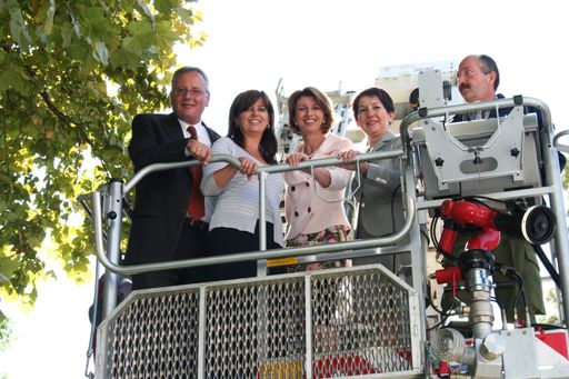 Nationalratspräsidentin Barbara Prammer, LHStv. Gaby Schaunig und LR Reinhart Rohr besichtigten Klagenfurt von oben