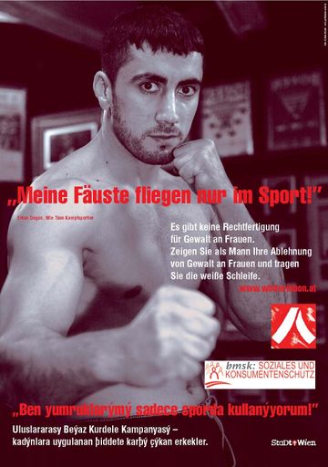 Aktuelles Sujet der Kampagne "Männer gegen Männergewalt" (White Ribbon Österreich)