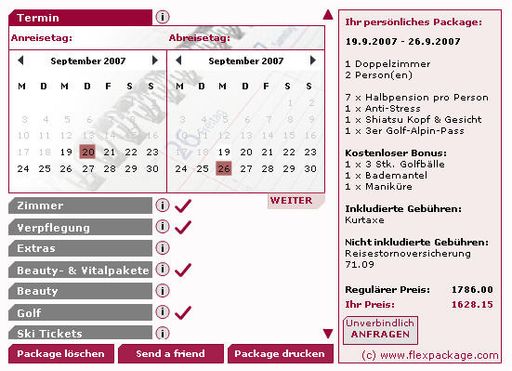 FLEXPACKAGE (R), der erste Online-Konfigurator im Tourismus