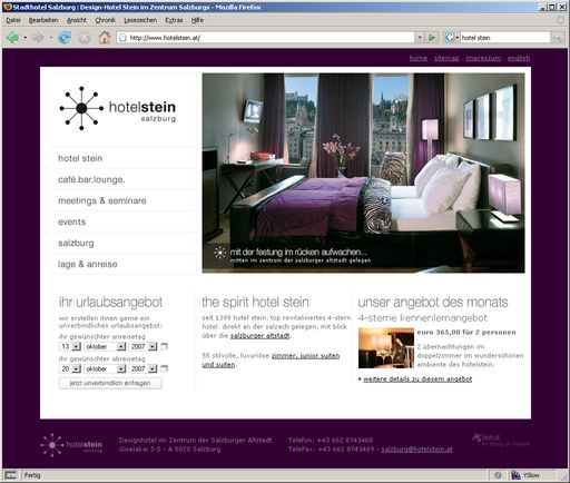 Vorschau Bild von Das hotelstein gewinnt mit seinem Webauftritt http://www.hotelstein.at den ersten Platz beim renommierten hogast-Internet-Award. Eine kompetente Fachjury sowie eine Publikumsbewertung küren die Website zur besten der Branche.