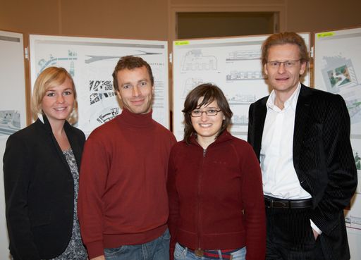 Vorschau Bild von (v.l.n.r.:)  Cathérine Voltz, Schinder; Manfred Sponseiler, TU Wien; Marta Neic,TU Wien; Johannes Göstl, Schindler