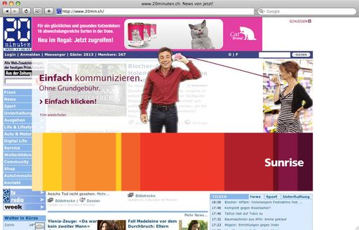 bus screenshots: Die von der Multichannelagentur spielplatz.cc kreierte innovative Online-Kampagne des Schweizer Telekommunikationsunternehmens Sunrise verbuchte bereits zwei Wochen nach dem Start über 100.000 Userzugriffe sowie eine Verdoppelung der Verkäufe im Online Shop.