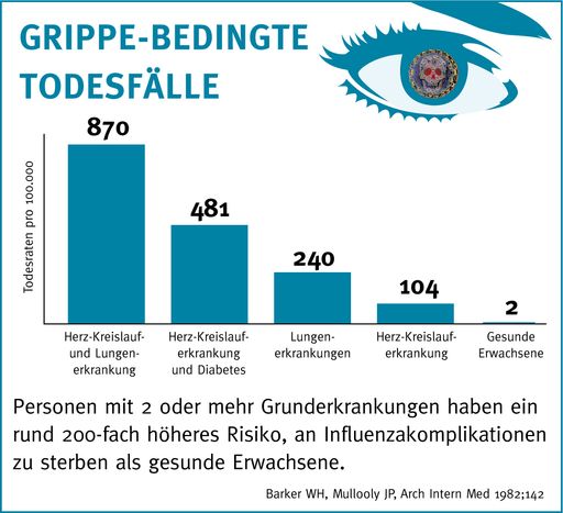 Während der Grippemonate (Dezember bis März) sind fast 4.000 zusätzliche Todesfälle in Österreich zu verzeichnen