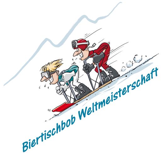 20 Zweiterteams aus aller Welt treten im Kühtai auf ihren umgedrehten Biertischen bei der ersten Biertisch-BOB-WM gegeneinander an