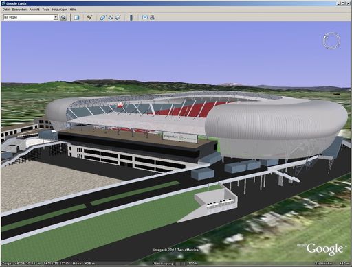 Das dreidimensionale Euro-Stadion wurde von den Fachhochschul-Studenten modelliert und ist das imposanteste Kärntner Gebäude im Google Earth.