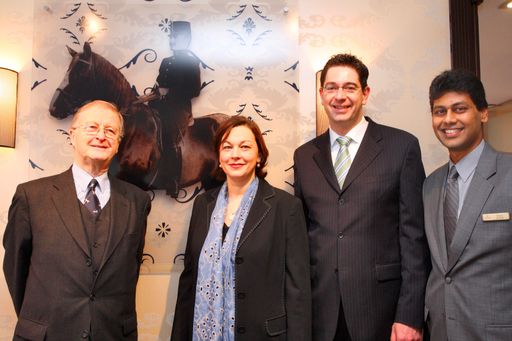 Renaissance of Great Traditions Imperial Riding School Vienna.v.l.n.r.: Hofrat Dr. Georg Kugler (Lipizzanermuseum Wien), Gitta Brückmann (Regional Vice Pres. Sales & Marketing Continental Europe, Marriott Int.), René Mooren (Area Dir. Sales & Marketing Central Europe, Marriott Int.), Satya Anand (GM The Imperial Riding School Vienna - A Renaissance Hotel)
http://pressefotos.at/m.php?g=1&u=52&dir=200801&e=20080117_a&a=event