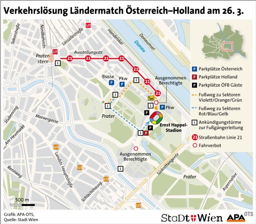 Vorschau Bild von Verkehrsloesung Laendermatch Oesterreich-Holland am 26.3.