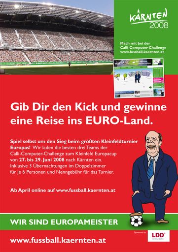 Kärnten gibt Fußballfans schon jetzt den Kick - beim Online-Match unter www.fussball.kaernten.at können sie sich quer durchs schöne Kärnten kicken und im Team einen tollen Preis "ergaberln".