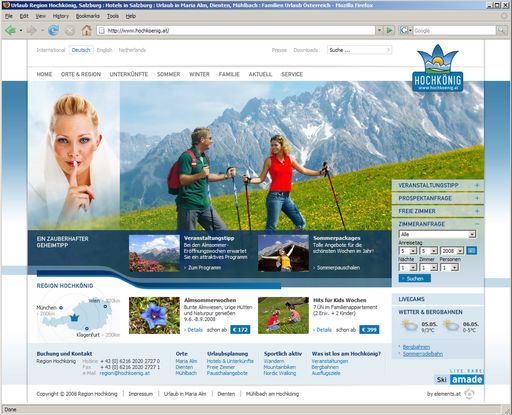 Emotional, information und interaktiv - die neue Homepage der Region Hochkönig