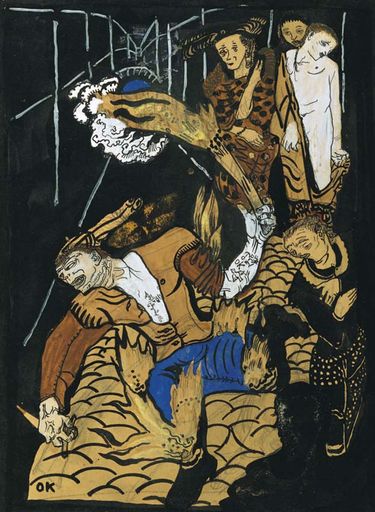 Vorschau Bild von KOKOSCHKA, Oskar  1886 - 1980; Amokläufer 1909; Mischtechnik; 24,9 x 18,2 cm, OK, OK; 'Die Graphik zeigt spontan den radikalen Beginn  des Expressionismus (bei Schiele erst 1910) und gilt als das künstlerisch schönste und bedeutendste Blatt aus dem Frühwerk.'(Frau Dr. Alice Strobl, Albertina Wien)