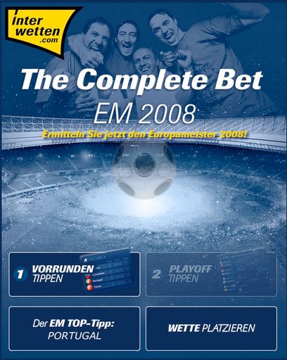 Vorschau Bild von Ob um Geld oder einfach nur zum Spaß. Mit "Complete bet" bei www.interwetten.com alle Spiele tippen und tolle Preise gewinnen. Screenshot: "The Complete Bet"