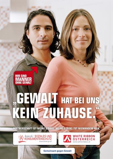 Ein Sujet der zielgruppenorientierten Infokampagne gegen Gewalt (BMSK gemeinsam mit "White Ribbon")
