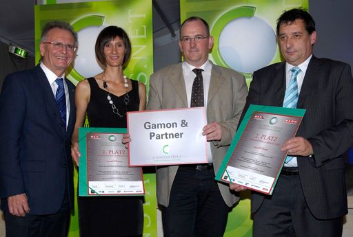  Preisverleihung Constantinus Award 2008: Im Bild v.l.n.r.:  Hans Peter Feuerstein (Wirtschaftsgemeinschaft Walgau), Patricia Ritter (Gamon & Partner), Christian Bickel (Wirtschaftskammer Vorarlberg) und Markus Gamon (Gamon & Partner)