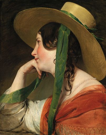 Friedrich von Amerling (1803 - 1887): Mädchen mit Strohhut 1835