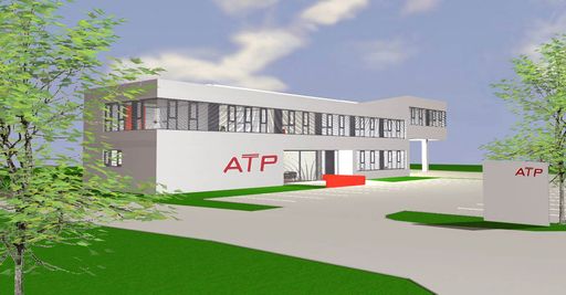 Vorschau Bild von Das zukünftige ATP-Betriebsgebäude in Marchtrenk bietet mit einer Nutzfläche von insgesamt 1200 m2 bestehend aus dem Bürotrakt und der 600 m2 großen Lager- und Montagehalle optimale Voraussetzungen für die weitere Expansion bei Entwicklung und Vertrieb.