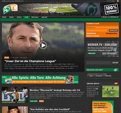 LAOLA1.tv, das Sport-TV im Netz, produziert als Dienstleister das neue Videoportal des Deutschen Fußball Bundesliga Klubs Werder Bremen (www.werder.tv).